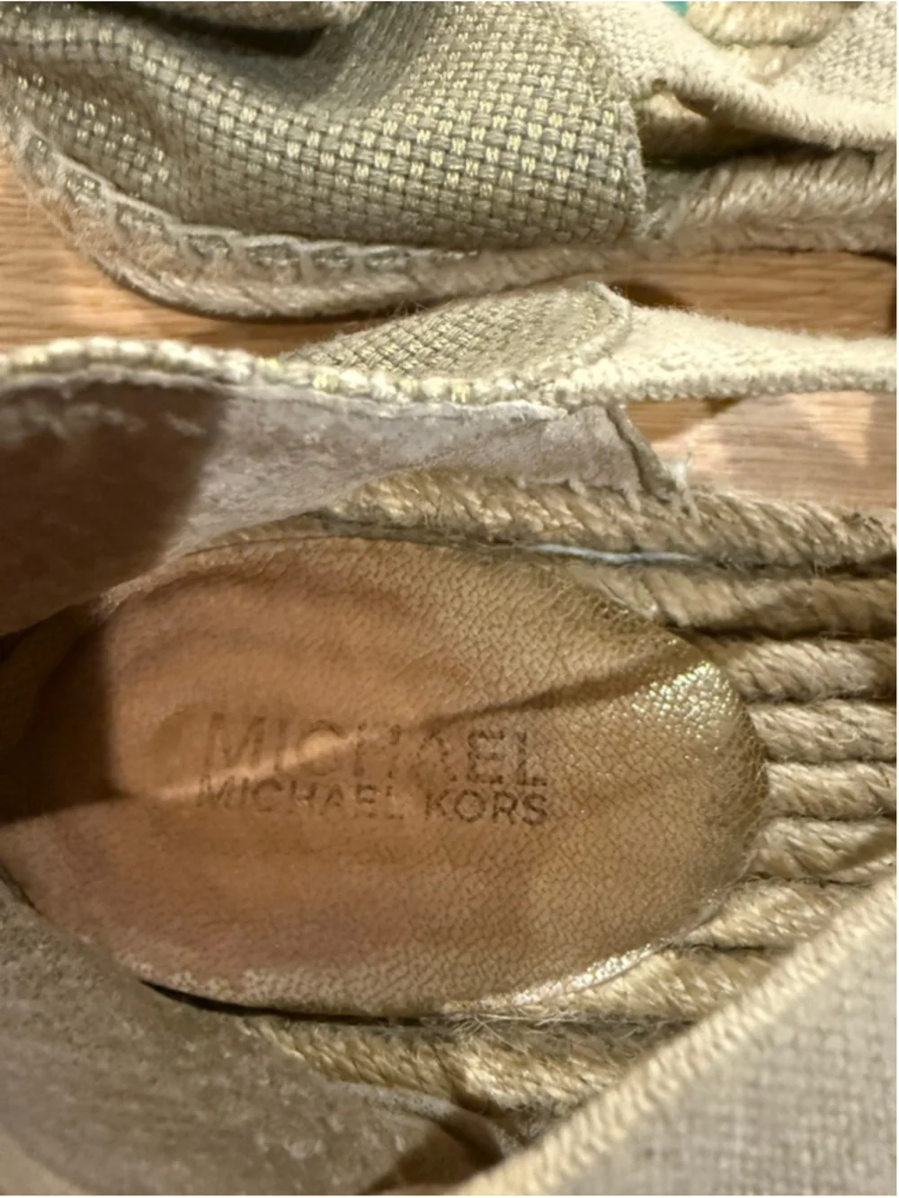 Women's Michael Kors Gold Beige Espadrilles Size 9.5